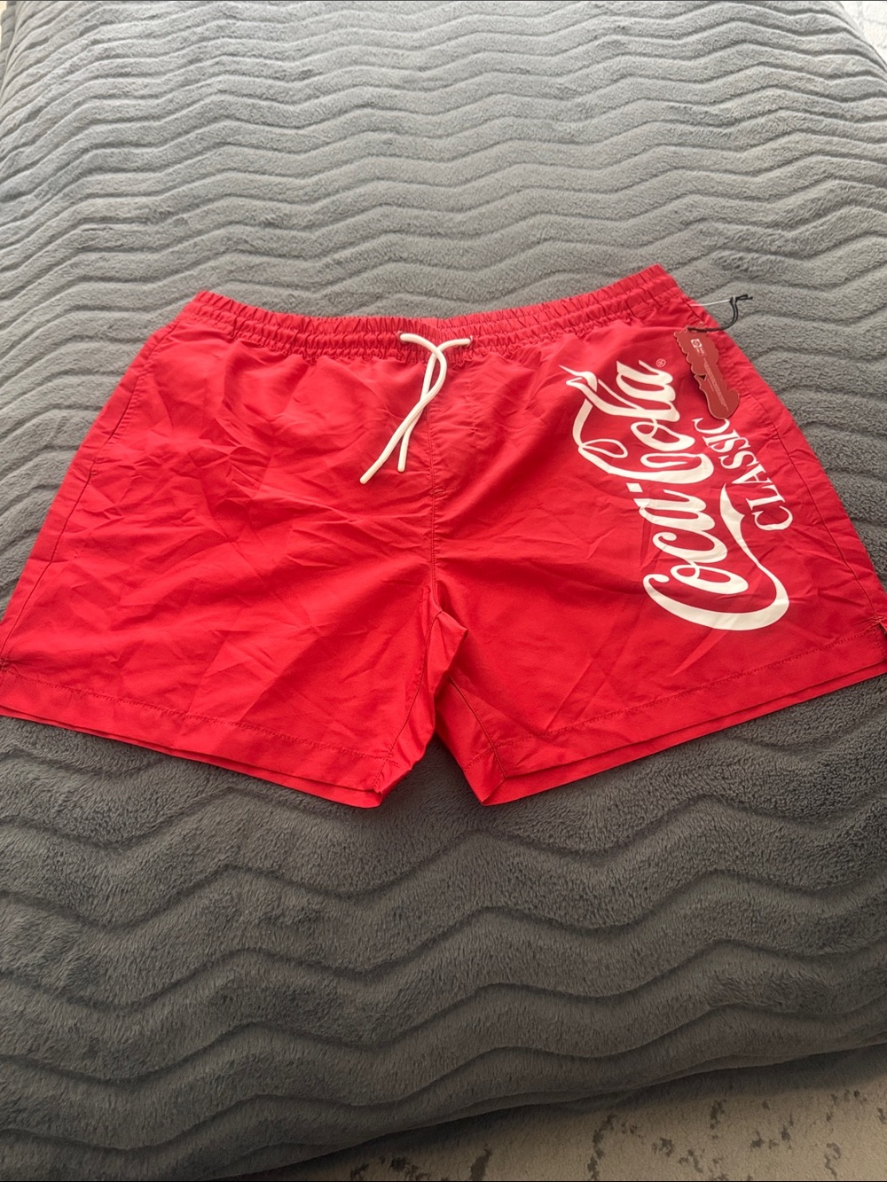 Coca Cola Red Men's Swim Trunks with White Logo